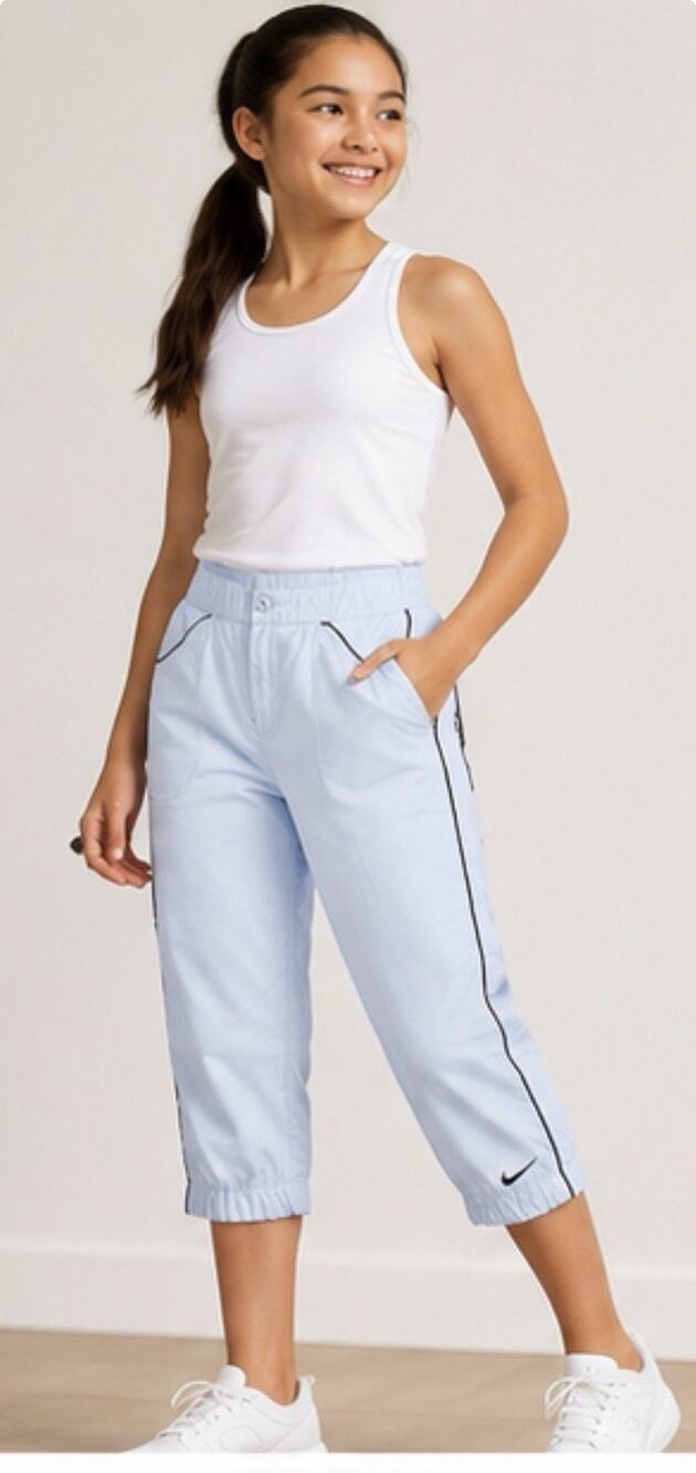 Nike Girls Capri Athletic Pants Blue Dri-FIT Cropped Size Large 12-14